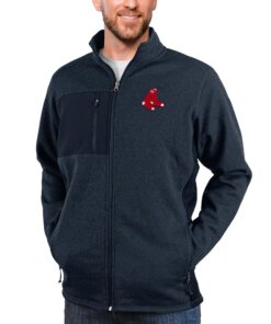 Men's Boston Red Sox Antigua Heathered Navy Course Full-Zip Jacket