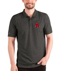 Men's Boston Red Sox Antigua Heathered Navy/Red Esteem Polo