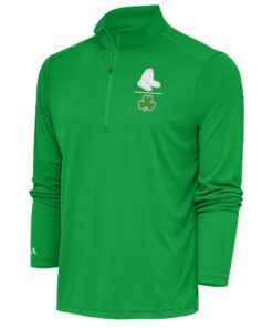 Men's Boston Red Sox  Antigua Kelly Green Shamrock Tribute Quarter-Zip Pullover Top