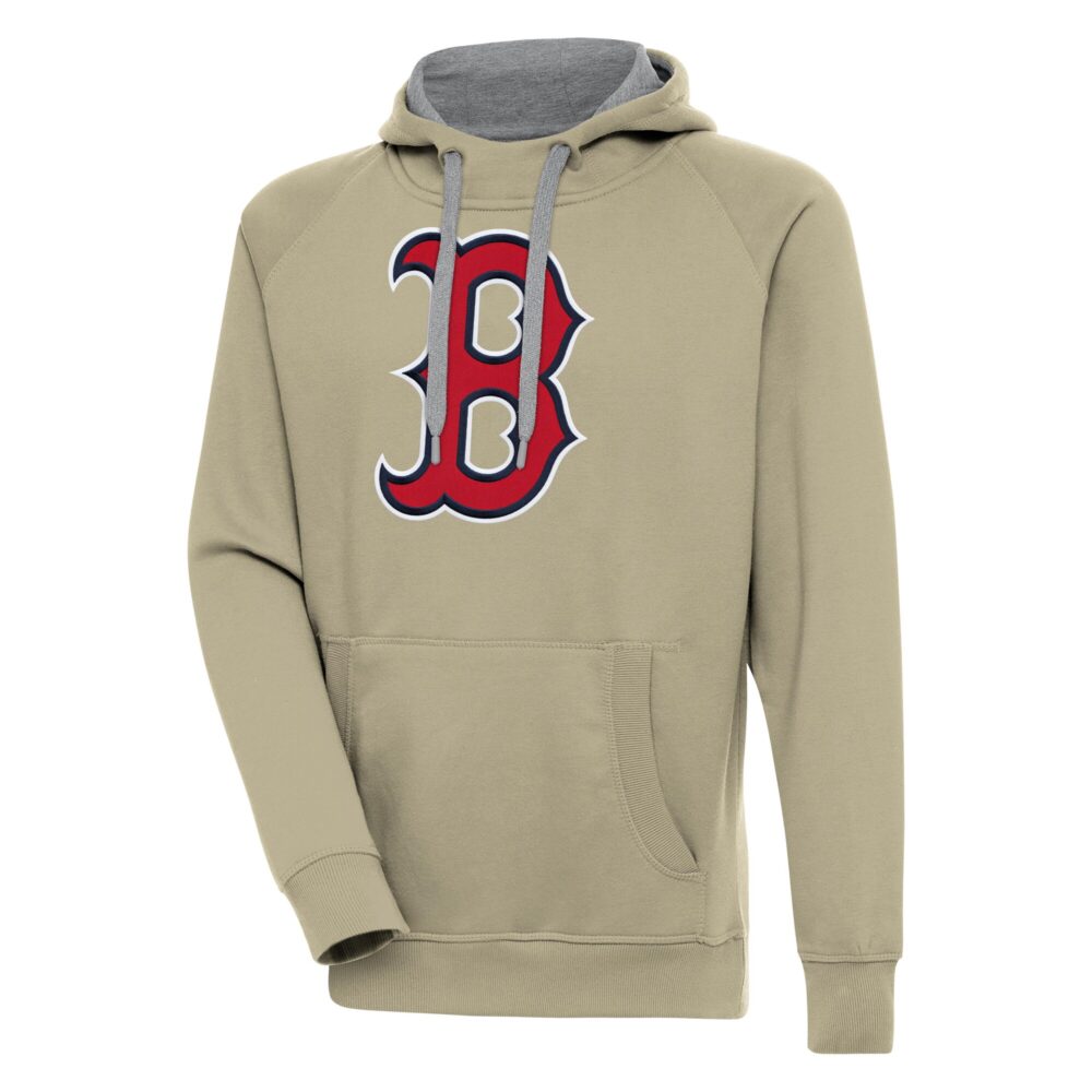 Men's Boston Red Sox  Antigua Khaki Victory Pullover Hoodie