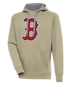 Men's Boston Red Sox  Antigua Khaki Victory Pullover Hoodie