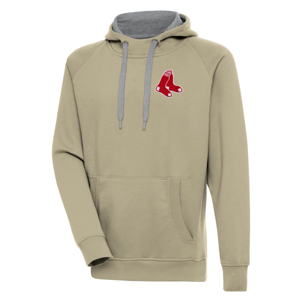 Men's Boston Red Sox  Antigua Khaki Victory Pullover Hoodie