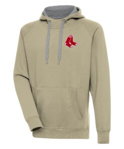Men's Boston Red Sox  Antigua Khaki Victory Pullover Hoodie