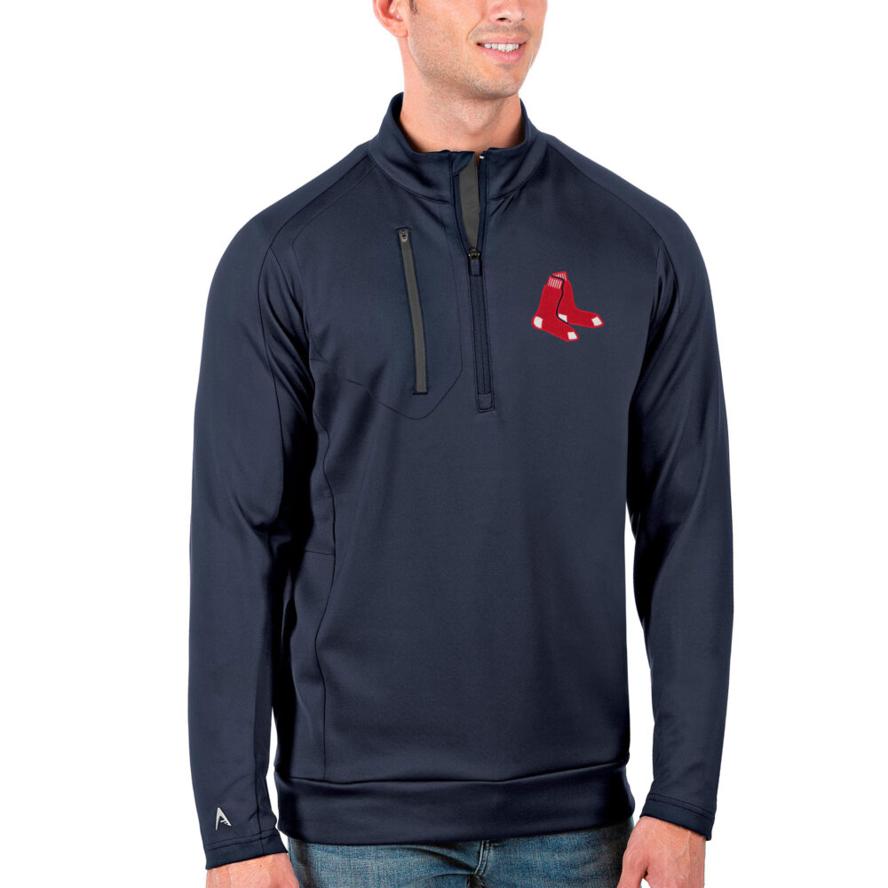 Men's Boston Red Sox Antigua Navy Big & Tall Generation Quarter-Zip Pullover Jacket