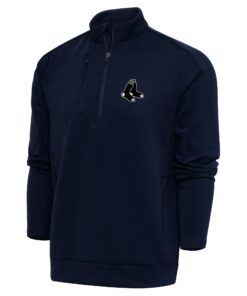Men's Boston Red Sox Antigua Navy Big & Tall Metallic Generation Quarter-Zip Jacket