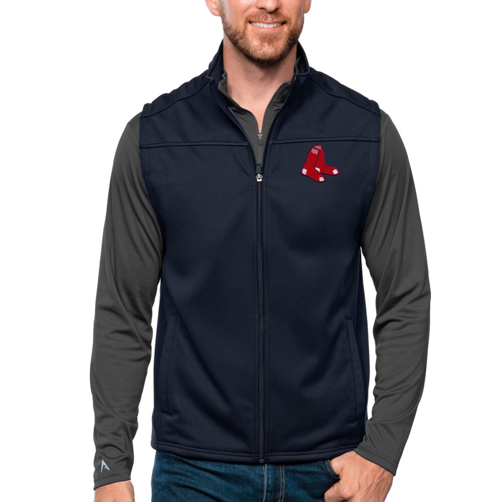 Men's Boston Red Sox Antigua Navy Links Full-Zip Golf Vest