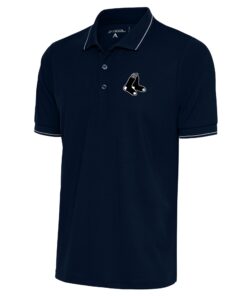 Men's Boston Red Sox Antigua Navy Metallic Affluent Polo