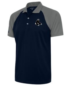 Men's Boston Red Sox Antigua Navy Metallic Nova Polo