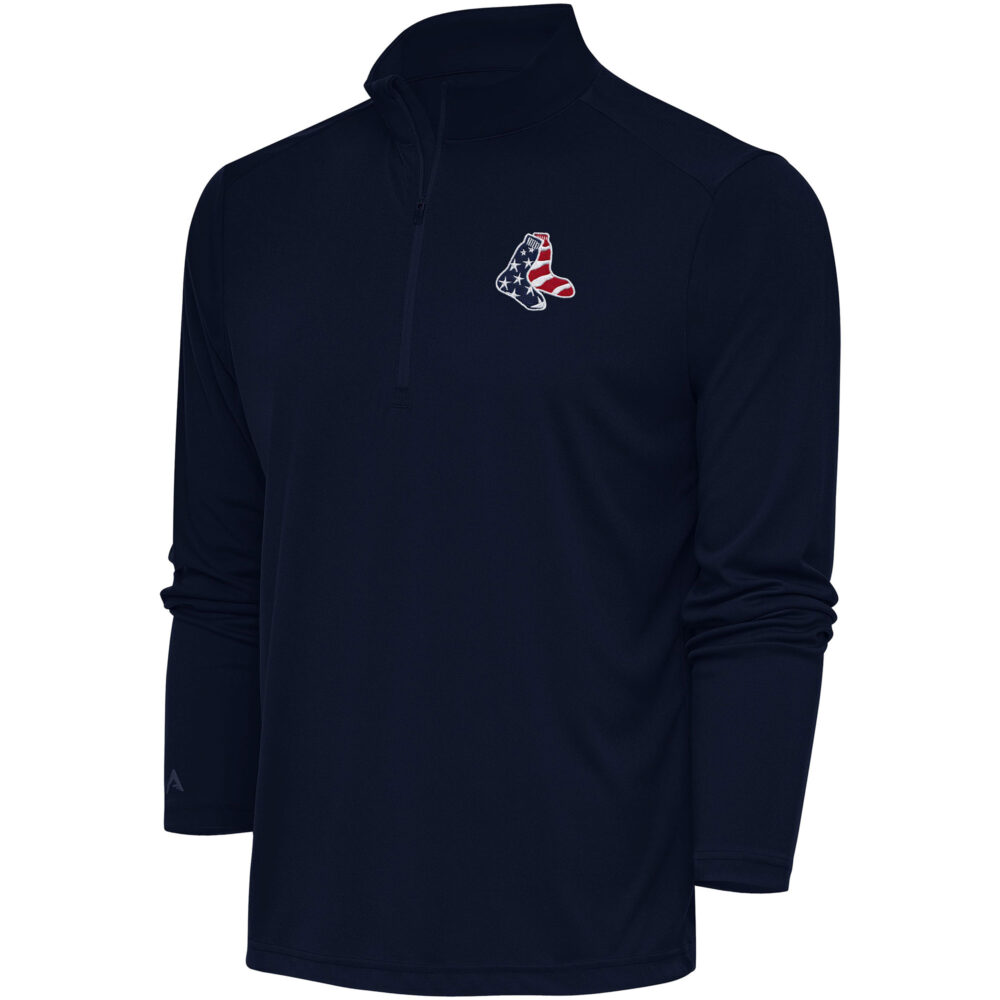 Men's Boston Red Sox  Antigua Navy Patriotic Tribute Quarter-Zip Pullover Top