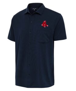 Men's Boston Red Sox Antigua Navy Points Button-Up Polo