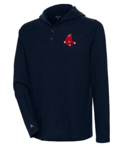 Men's Boston Red Sox  Antigua Navy Strong Hold Long Sleeve Henley Hoodie T-Shirt