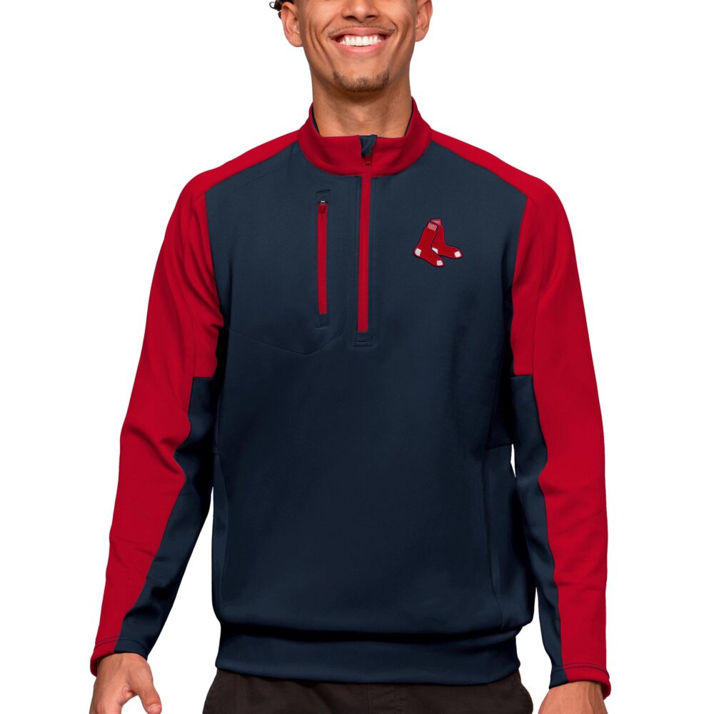 Men's Boston Red Sox Antigua Navy Team Quarter-Zip Pullover Top