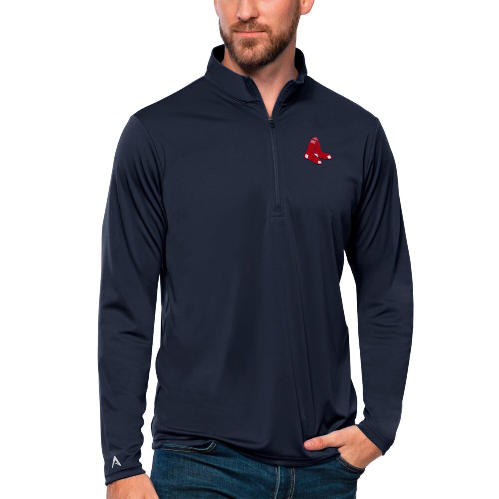 Men's Boston Red Sox Antigua Navy Tribute Quarter-Zip Pullover Top