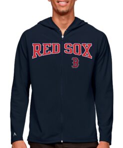 Men's Boston Red Sox Antigua Navy Wordmark Legacy Full-Zip Hoodie