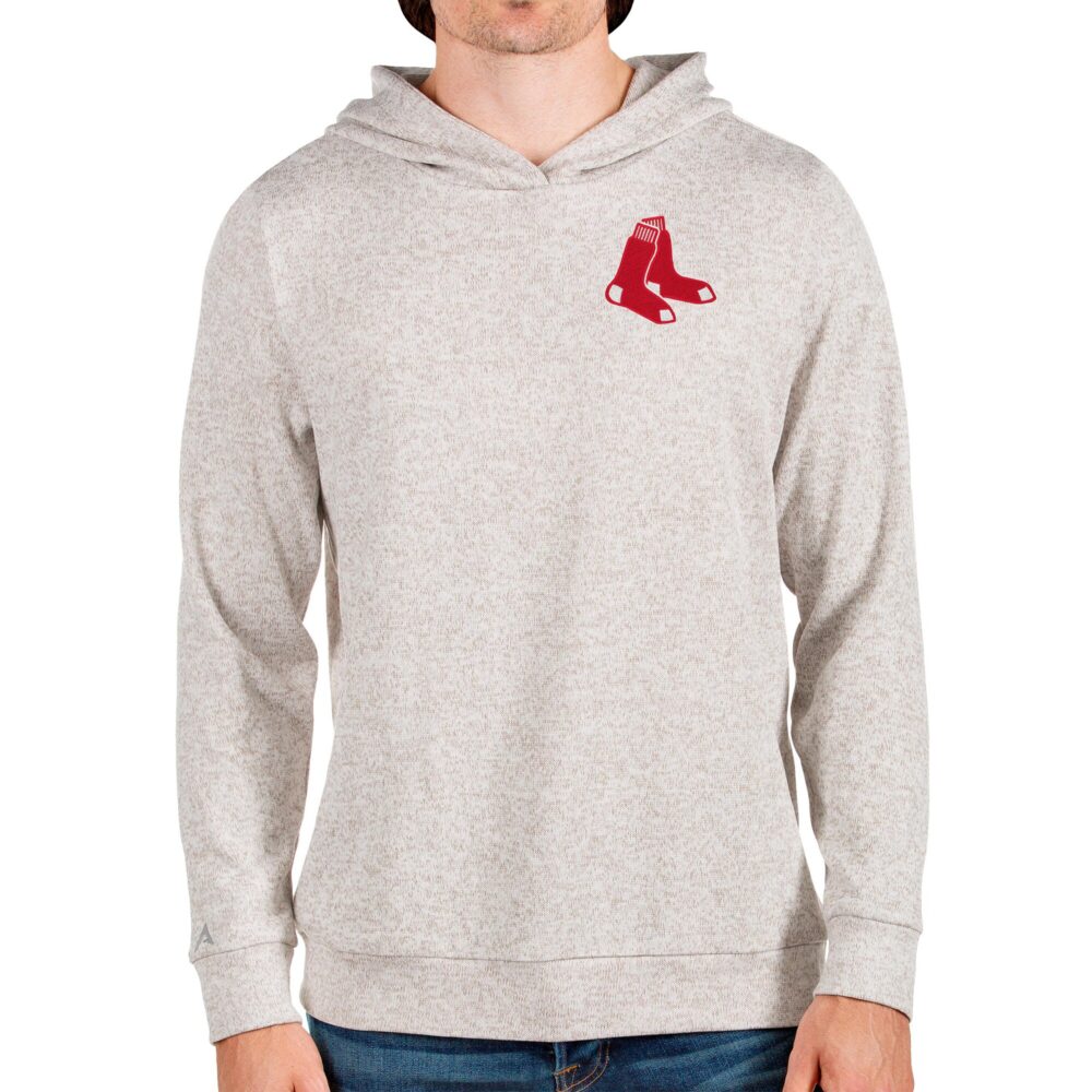 Men's Boston Red Sox Antigua Oatmeal Absolute Pullover Hoodie