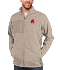 Men's Boston Red Sox Antigua Oatmeal Course Full-Zip Jacket