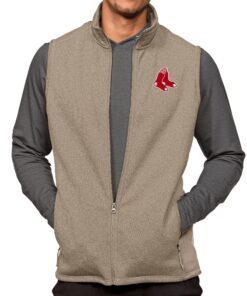 Men's Boston Red Sox Antigua Oatmeal Course Full-Zip Vest