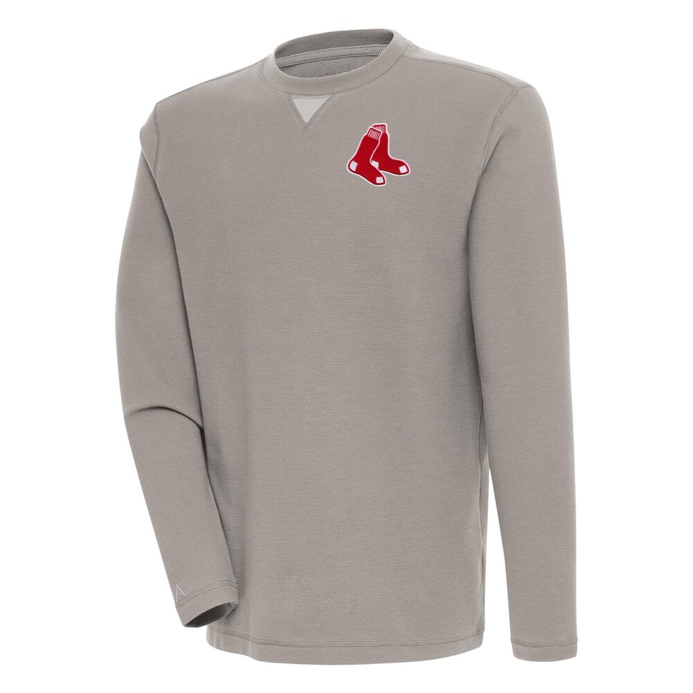Men's Boston Red Sox  Antigua Oatmeal Flier Bunker Pullover Sweatshirt