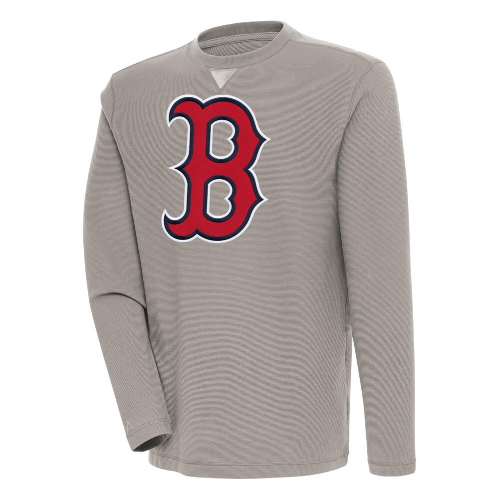 Men's Boston Red Sox  Antigua Oatmeal Flier Bunker Pullover Sweatshirt