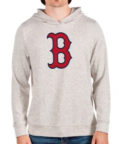 Men's Boston Red Sox Antigua Oatmeal Team Logo Absolute Pullover Hoodie