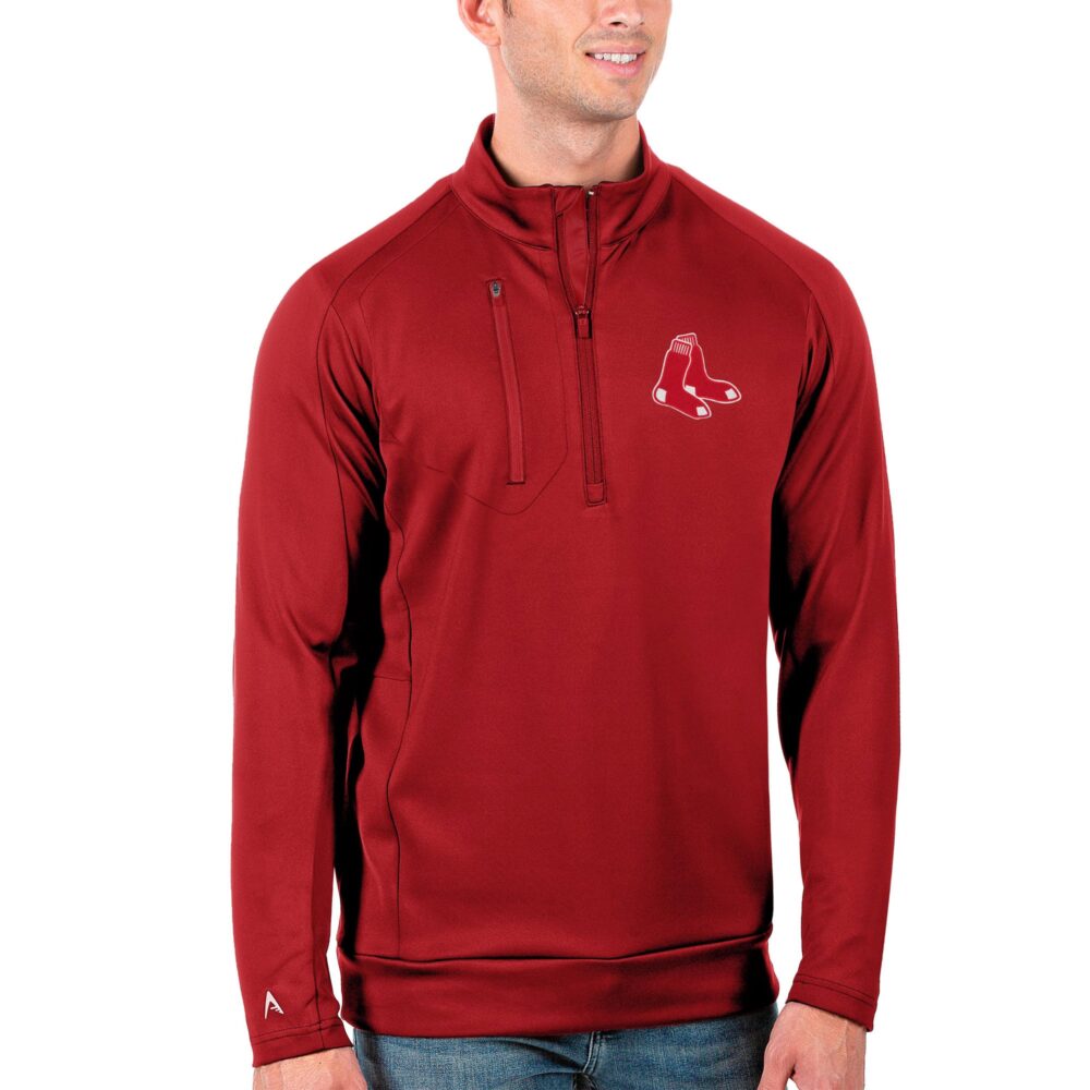 Men's Boston Red Sox Antigua Red Big & Tall Generation Quarter-Zip Pullover Jacket