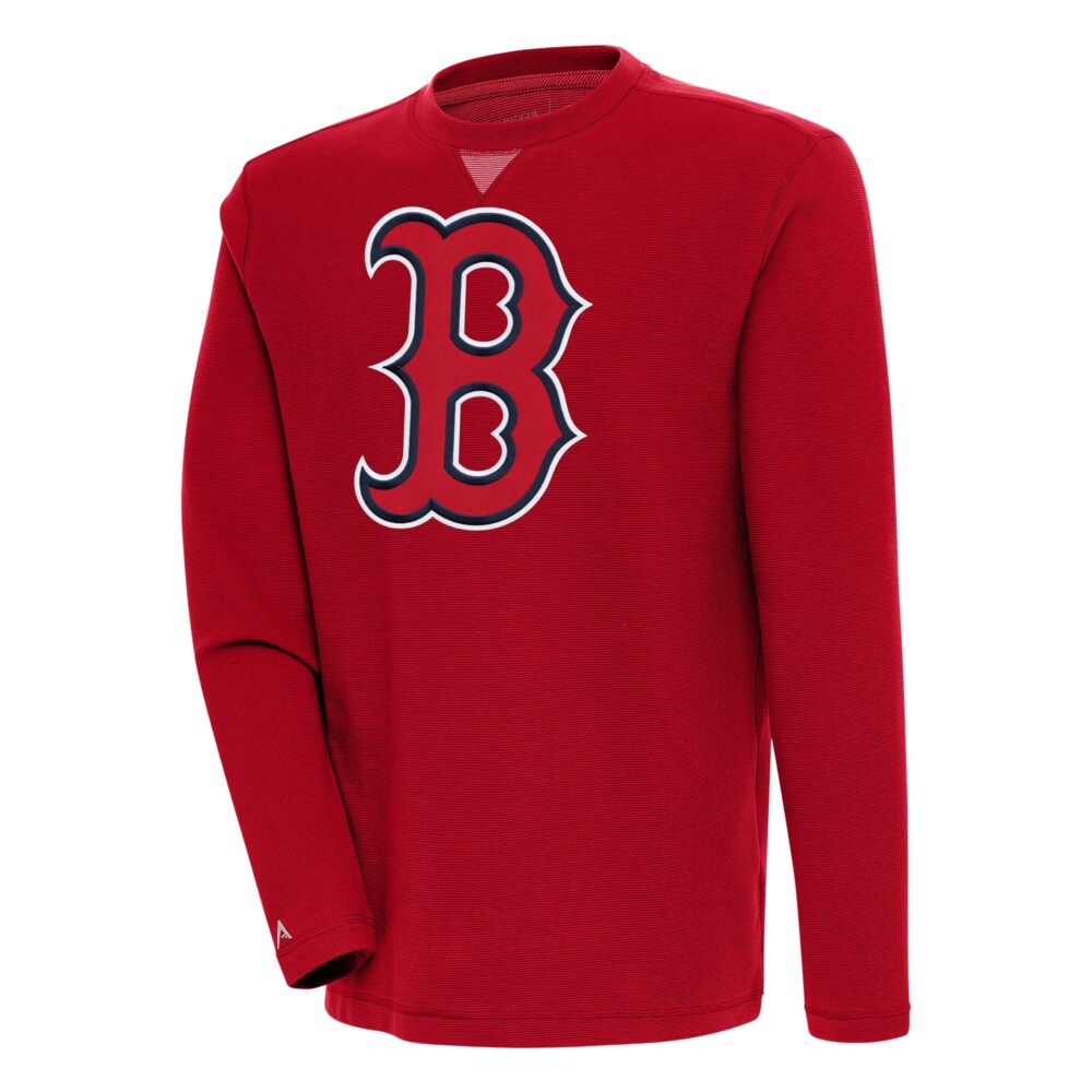 Men's Boston Red Sox  Antigua Red Flier Bunker Pullover Sweatshirt