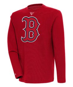 Men's Boston Red Sox  Antigua Red Flier Bunker Pullover Sweatshirt