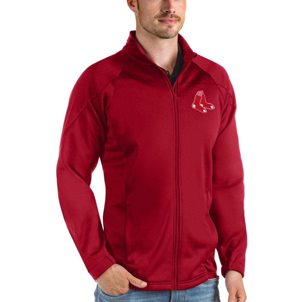 Men's Boston Red Sox Antigua Red Links Full-Zip Golf Jacket