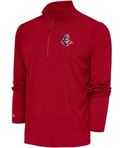 Men's Boston Red Sox  Antigua Red Patriotic Tribute Quarter-Zip Pullover Top