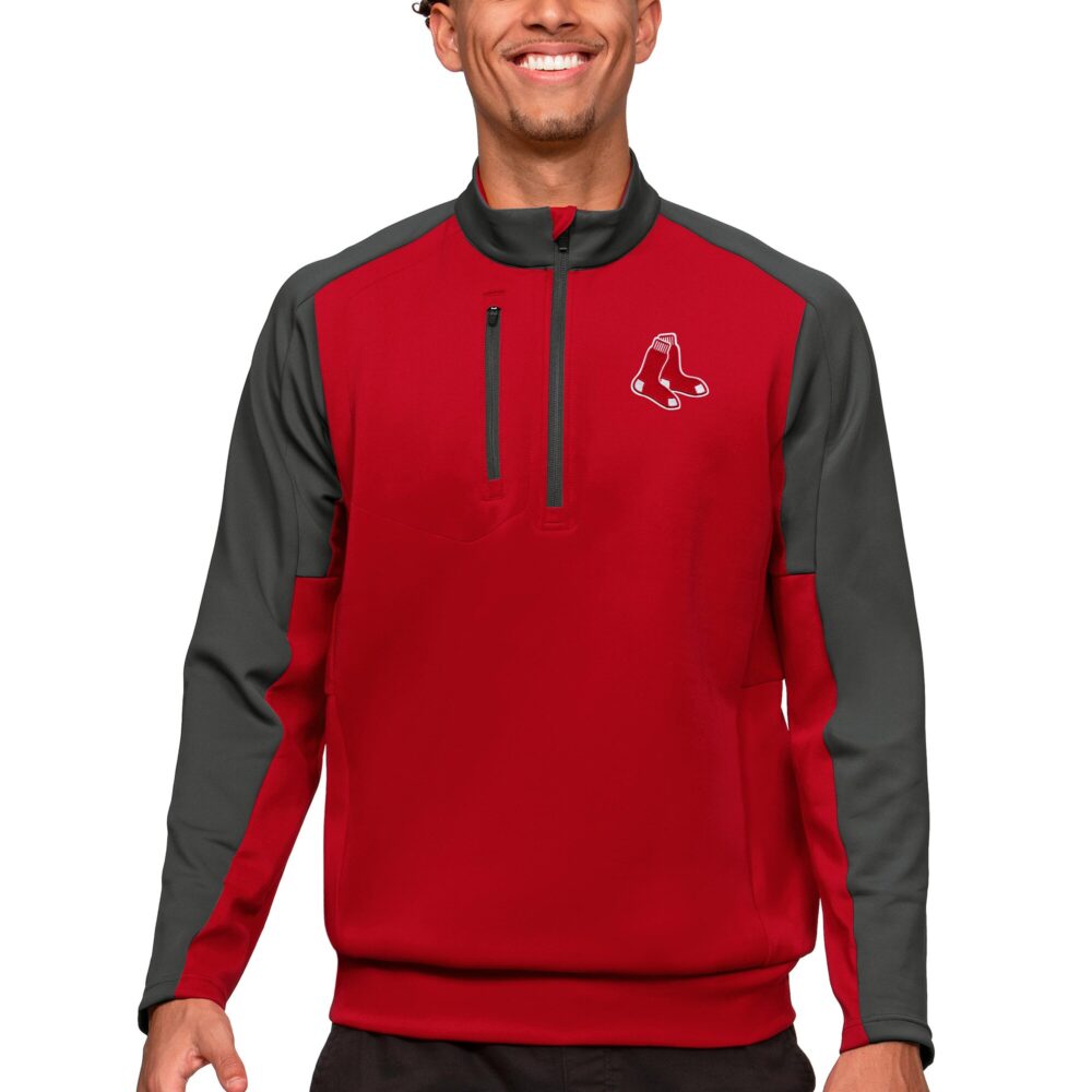 Men's Boston Red Sox Antigua Red Team Quarter-Zip Pullover Top
