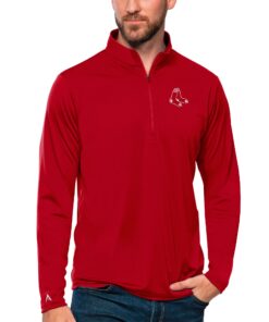 Men's Boston Red Sox Antigua Red Tribute Quarter-Zip Pullover Top