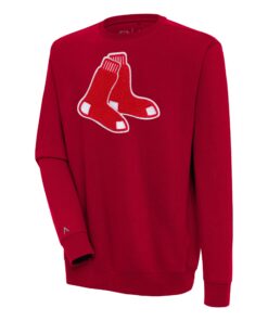 Men's Boston Red Sox  Antigua Red Victory Crewneck Chenille Pullover Sweatshirt