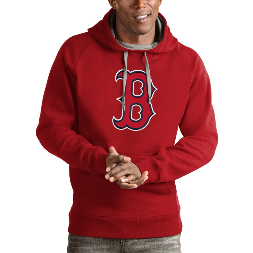 Men's Boston Red Sox Antigua Red Victory Pullover Team Logo Hoodie