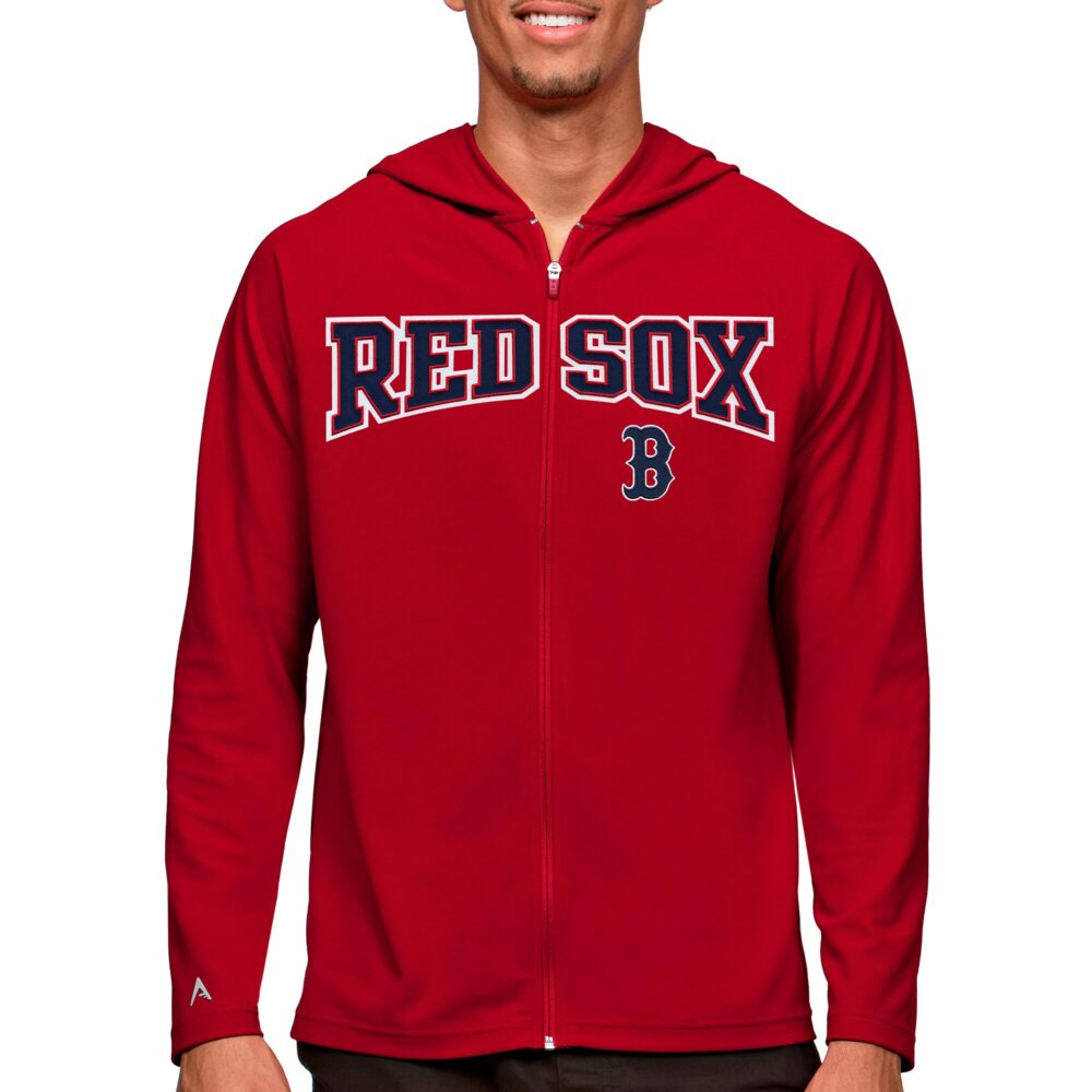 Men's Boston Red Sox Antigua Red Wordmark Legacy Full-Zip Hoodie