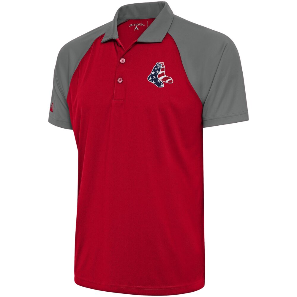 Men's Boston Red Sox  Antigua Red/Steel Patriotic Nova Polo
