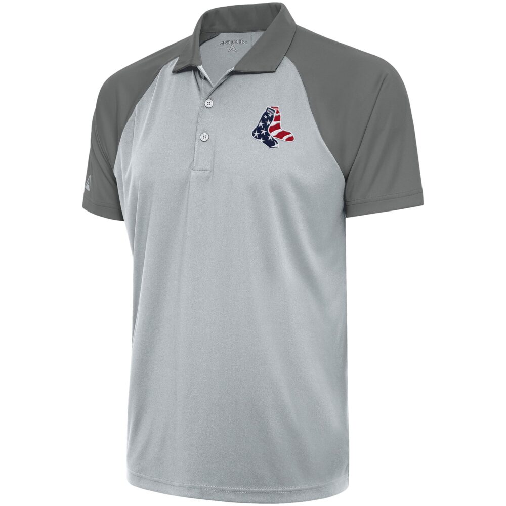 Men's Boston Red Sox  Antigua Silver/Steel Patriotic Nova Polo