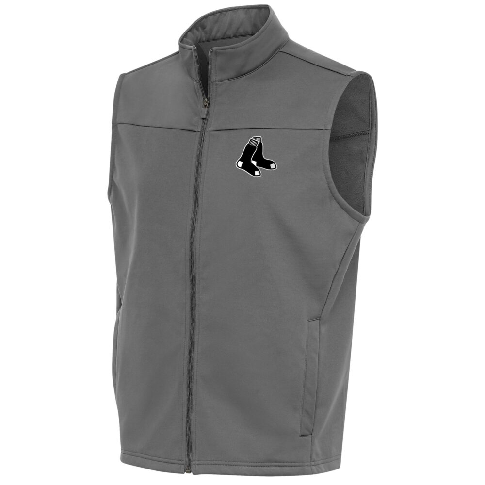 Men's Boston Red Sox Antigua Steel Metallic Links Full-Zip Golf Vest