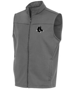Men's Boston Red Sox Antigua Steel Metallic Links Full-Zip Golf Vest
