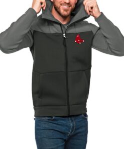Men's Boston Red Sox Antigua Steel/Charcoal Protect Full-Zip Hoodie