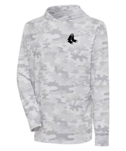 Men's Boston Red Sox  Antigua White Brushed Metallic Logo Sector Pullover Hoodie