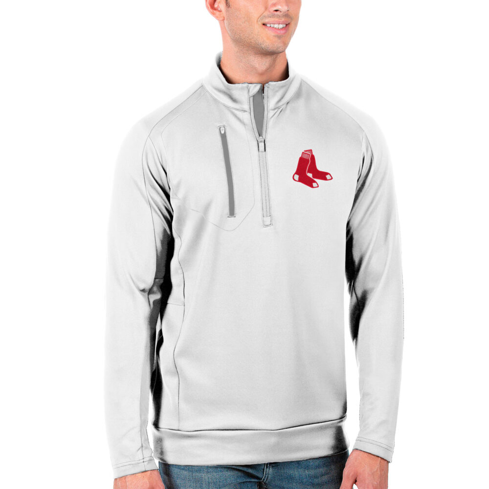 Men's Boston Red Sox Antigua White Generation Quarter-Zip Pullover Jacket