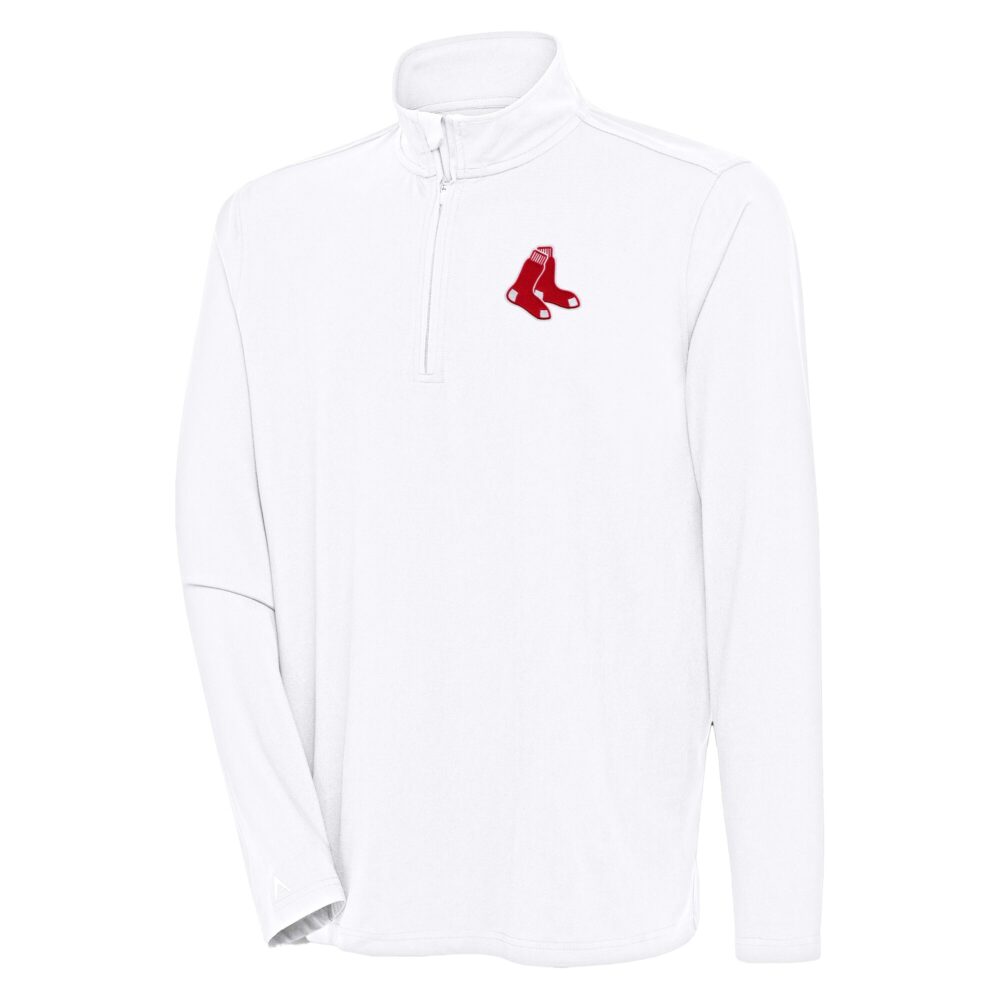 Men's Boston Red Sox  Antigua White Hunk Quarter-Zip Pullover Top