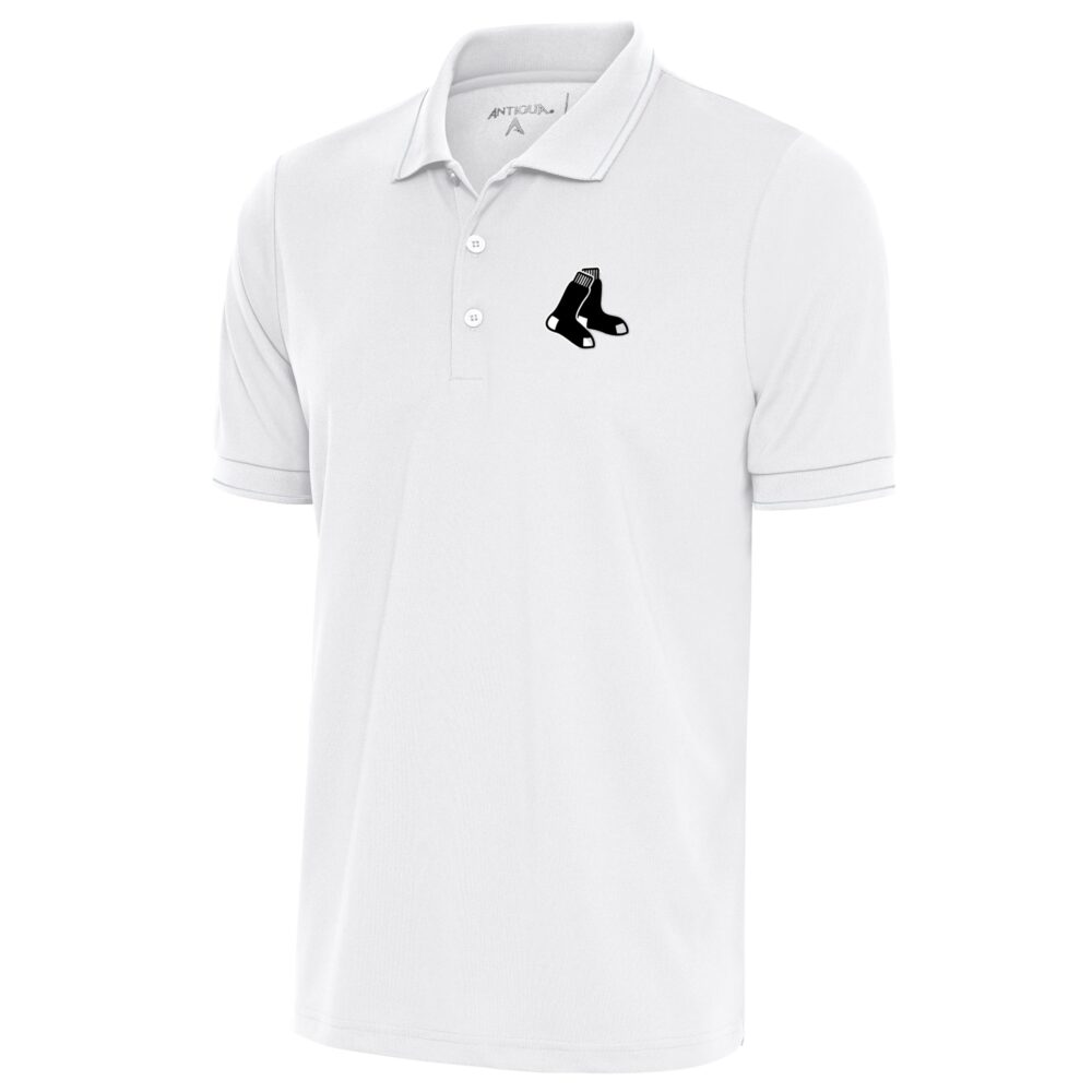 Men's Boston Red Sox Antigua White Metallic Big & Tall Affluent Polo
