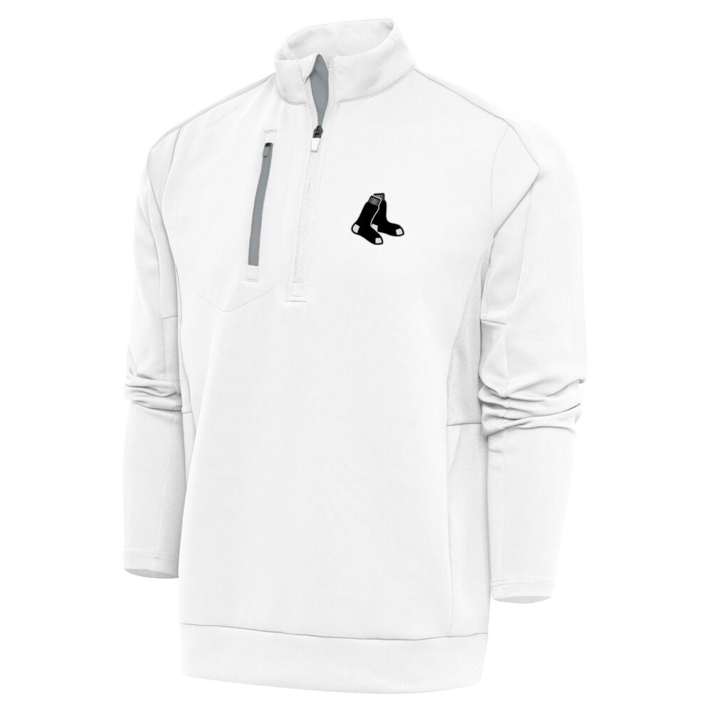 Men's Boston Red Sox Antigua White Metallic Generation Quarter-Zip Pullover Top