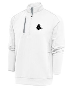 Men's Boston Red Sox Antigua White Metallic Generation Quarter-Zip Pullover Top