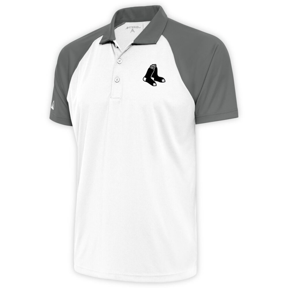 Men's Boston Red Sox Antigua White Metallic Nova Polo