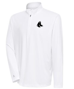 Men's Boston Red Sox Antigua White Metallic Tribute Quarter-Zip Top