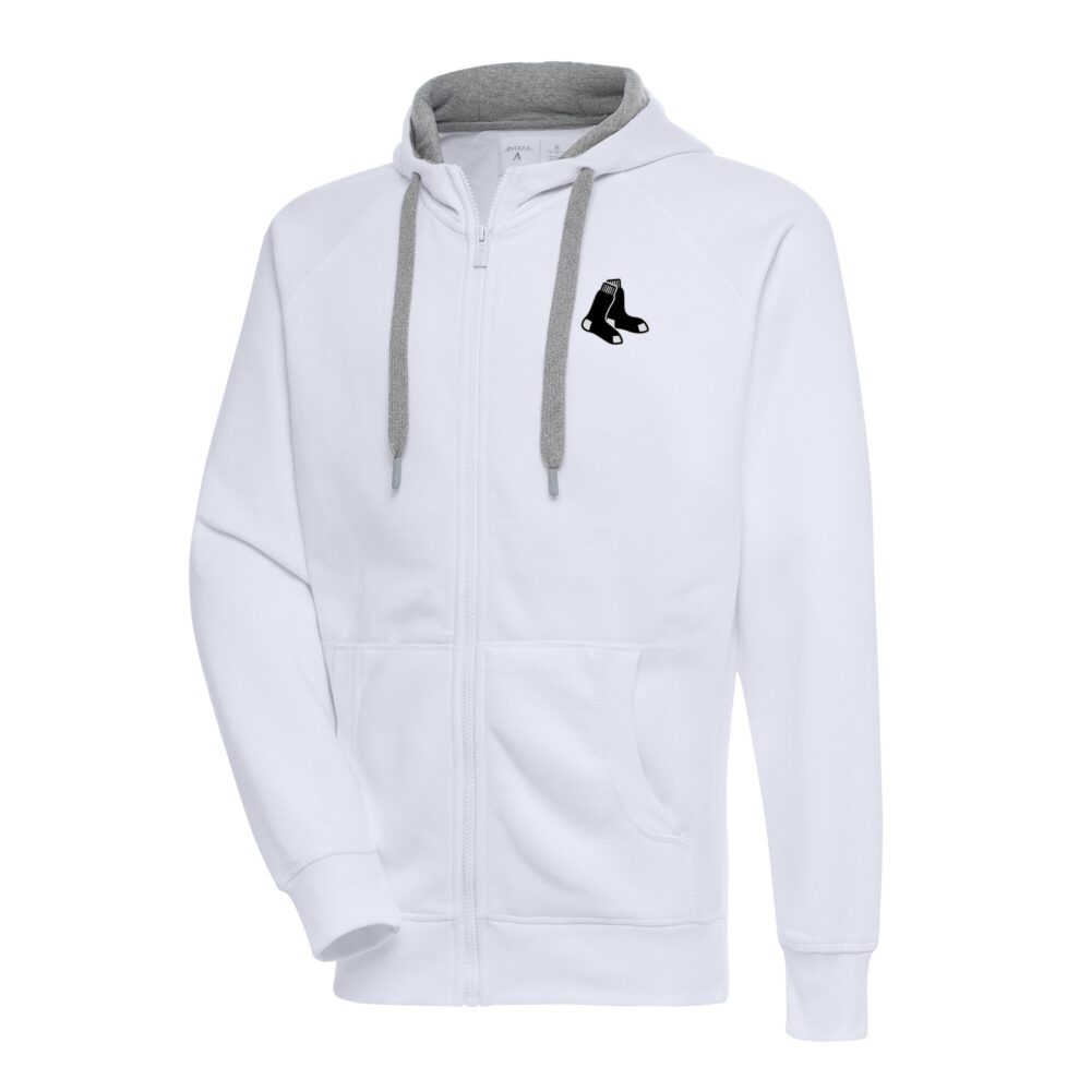 Men's Boston Red Sox Antigua White Metallic Victory Full-Zip Hoodie