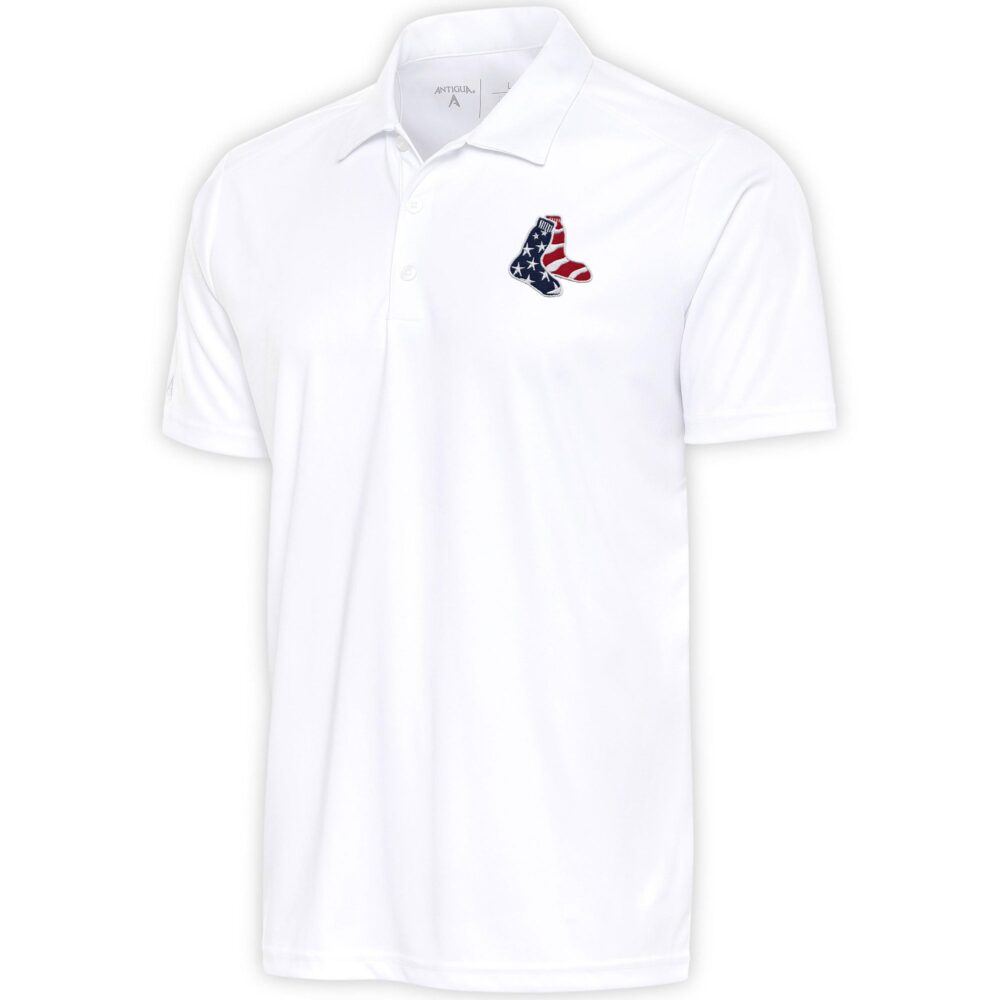 Men's Boston Red Sox  Antigua White Patriotic Apex Polo