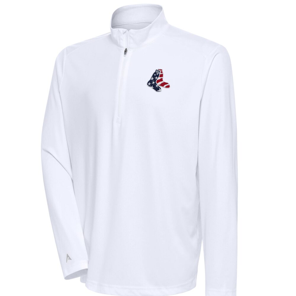 Men's Boston Red Sox  Antigua White Patriotic Tribute Quarter-Zip Pullover Top